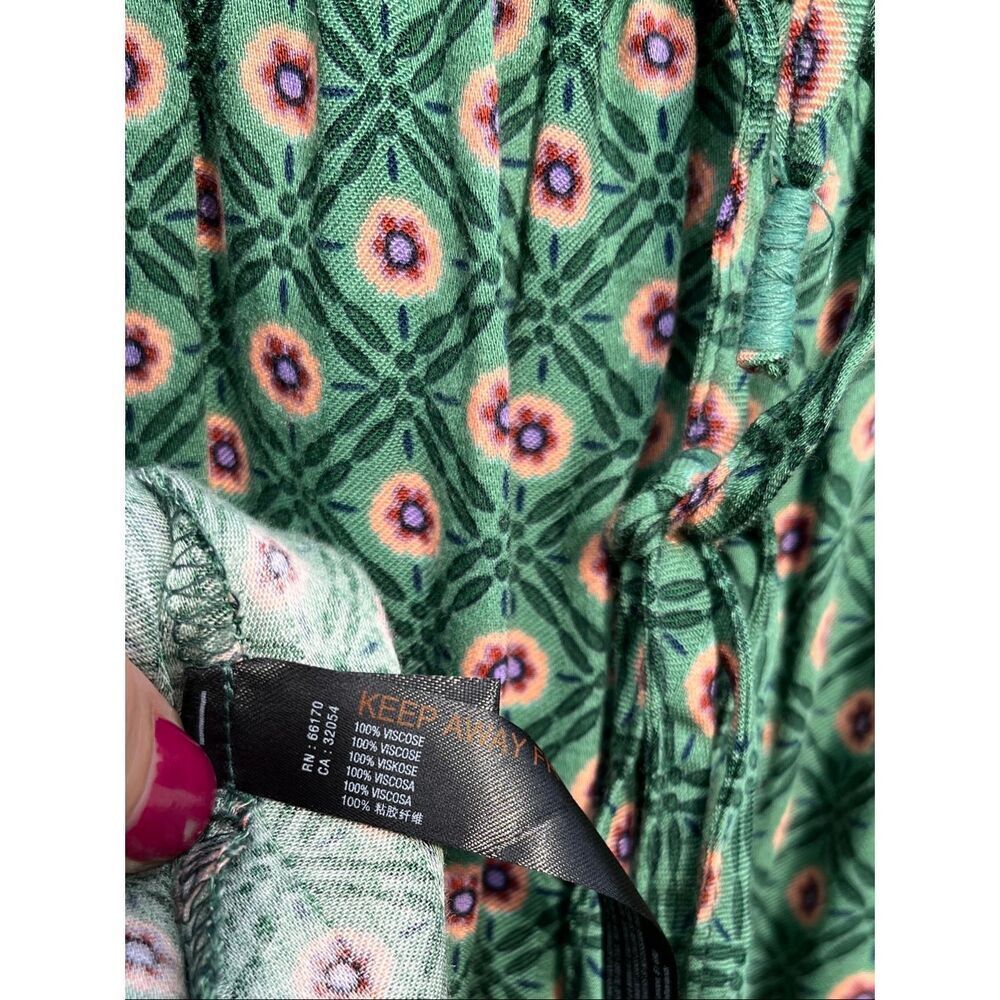 Anthropologie Adelaide Tie Front Midi Dress Green Boho Cottagecore Balloon Sleev - Picture 8 of 12